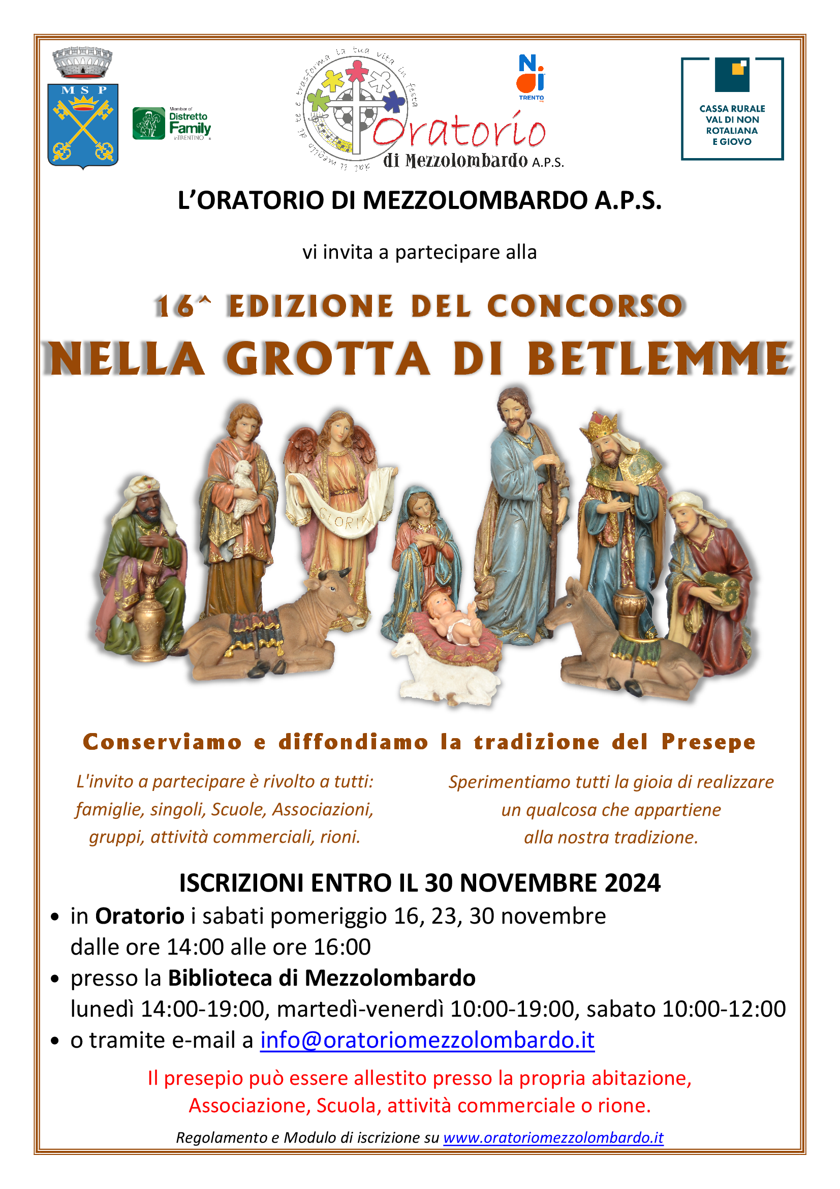 Concorso Presepi 2024 Natale Mezzolombardo Oratorio